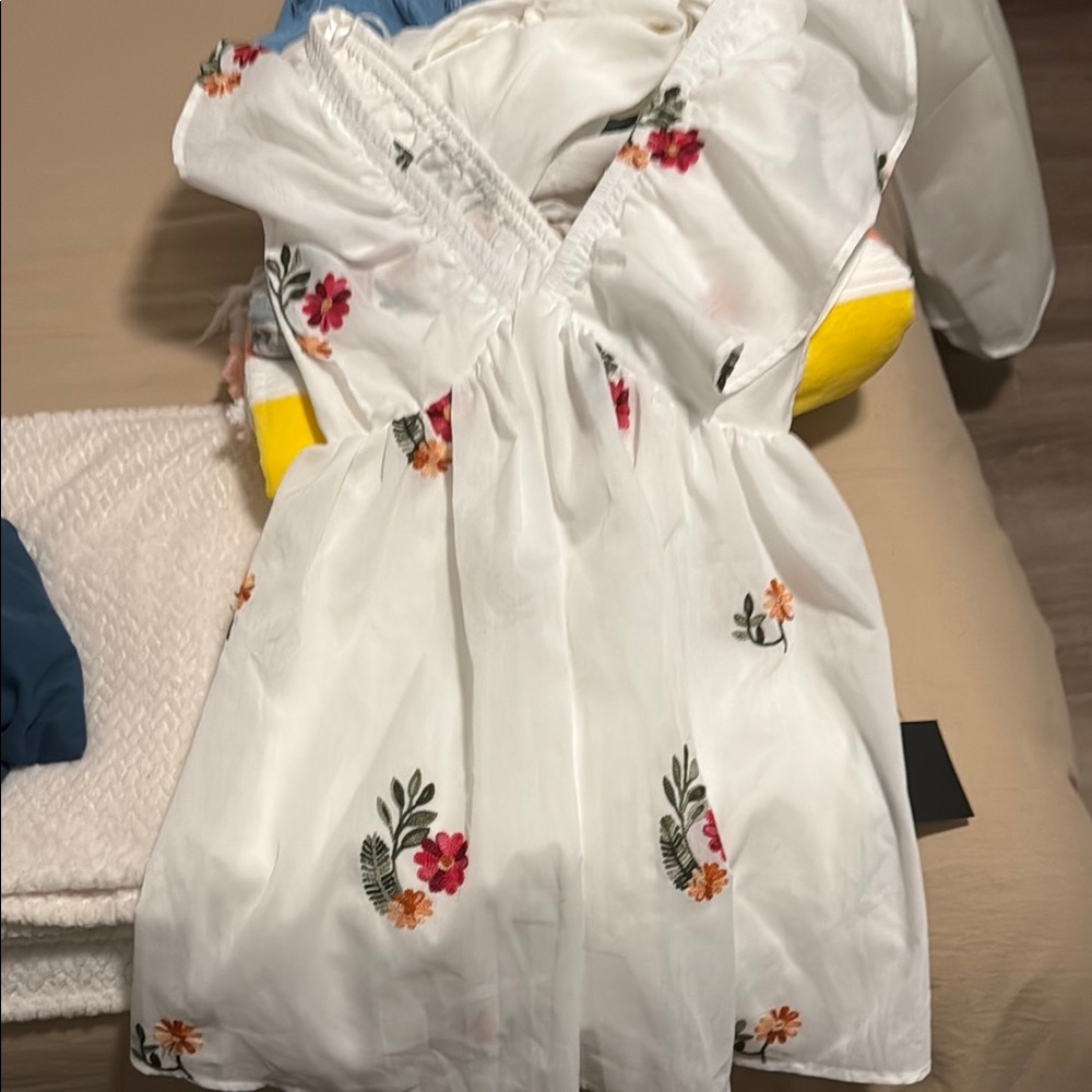 Lulus White Dress with Floral Embroidery